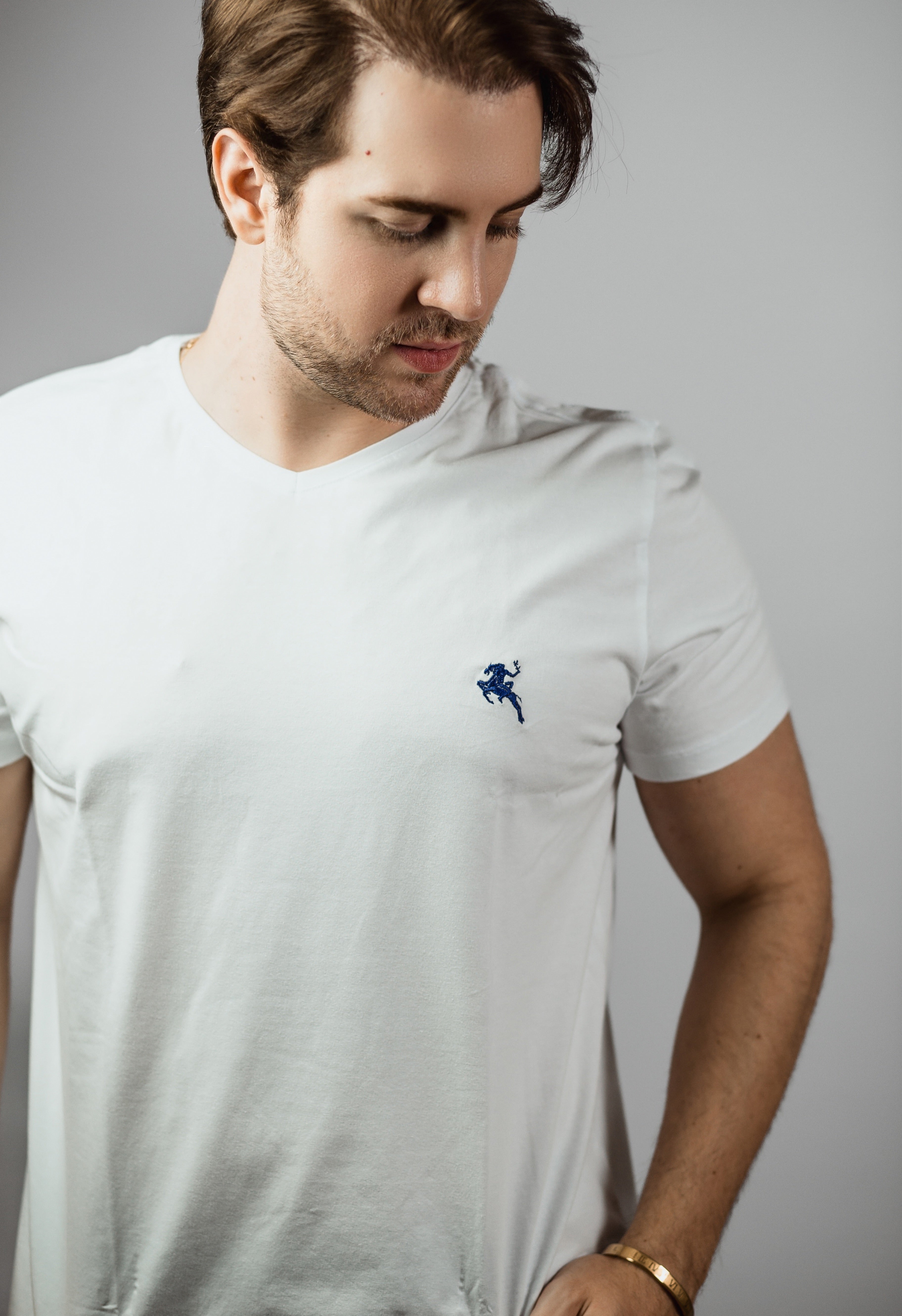 CAMISETA GOLA V CLÁSSICA BRANCA